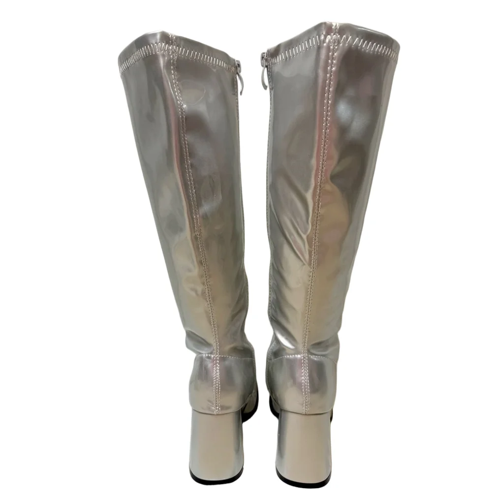 NIB Silver Knee-High GoGo Boots Size 6